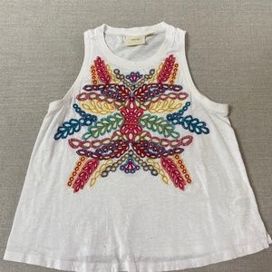 Maeve Anthropologie Embroidered sleeveless shirt
